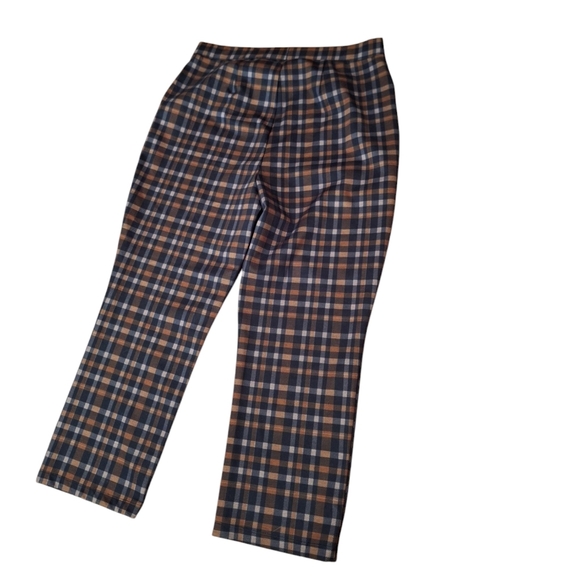 Sanctuary Carnaby Check Kick Crop Pants Ladies 1X Punk Cottage Office Brown - Picture 3 of 5